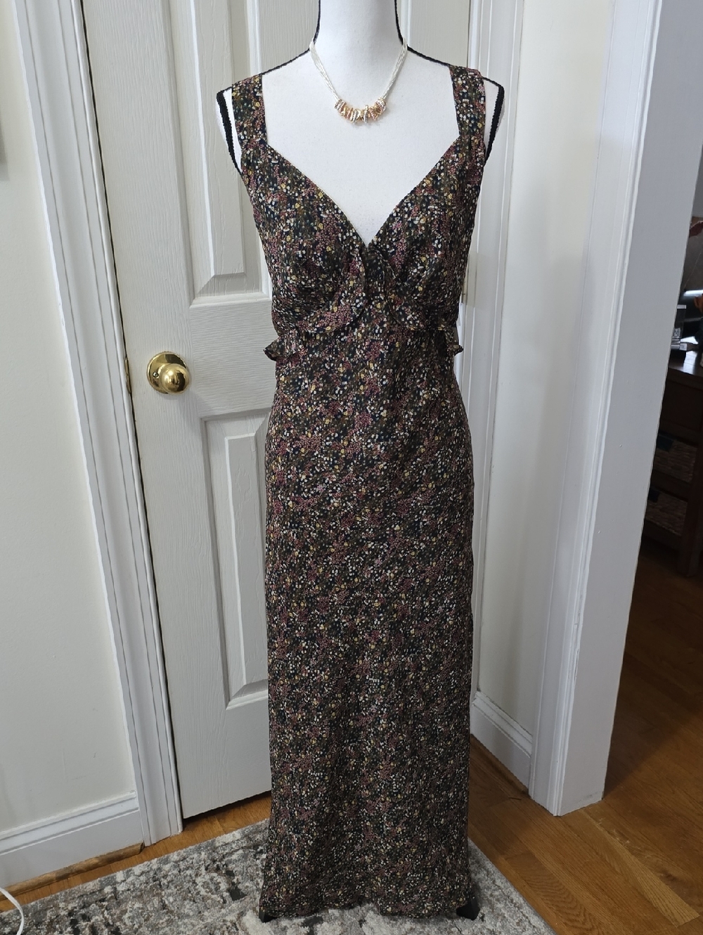 Jessica Simpson Brand Women's Black Floral-Print Sleeveless Maxi Dress Size XL